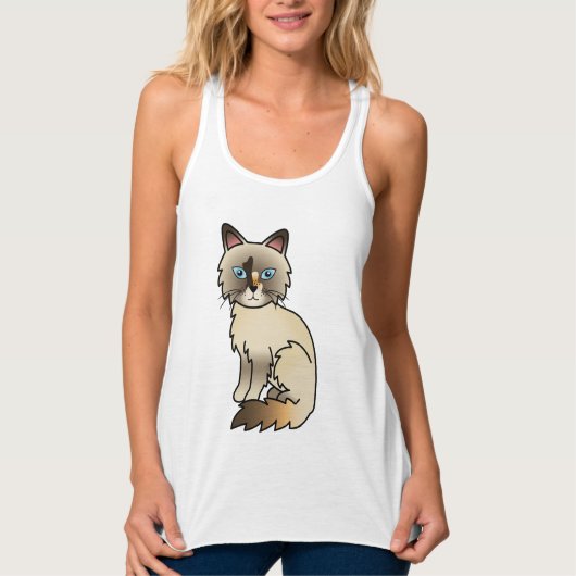Tortoiseshell Birman / Ragdoll Niedlicher Cartoon Tank Top (Vorderseite)