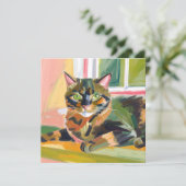 Tortoiseshell Cat | Schöne Cat Painting Card (Stehend Vorderseite)