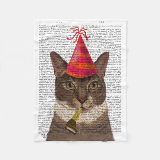 Tortoiseshell Chat mit Party Hat Fleecedecke (Vorderseite)