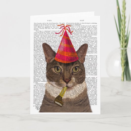 Tortoiseshell Chat mit Party Hat Karte (Vorderseite)