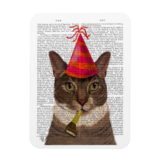 Tortoiseshell Chat mit Party Hat Magnet (Vertikal)