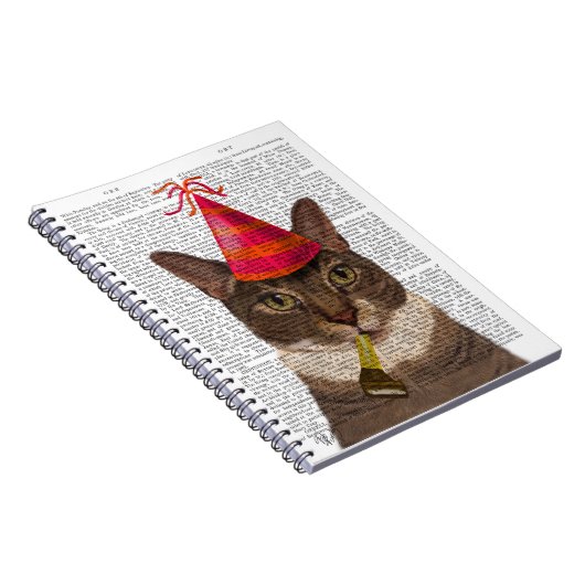 Tortoiseshell Chat mit Party Hat Notizblock (Rechte Seite)