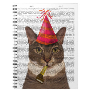Tortoiseshell Chat mit Party Hat Notizblock