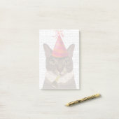 Tortoiseshell Chat mit Party Hat Post-it Klebezettel (Auf Schreibtisch)