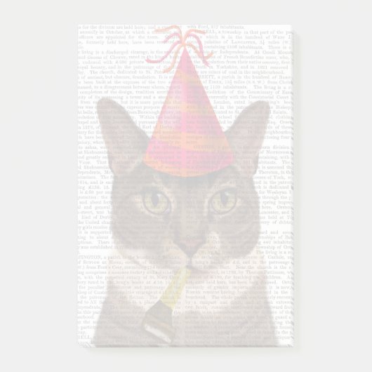 Tortoiseshell Chat mit Party Hat Post-it Klebezettel (Vorderseite)