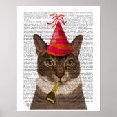 Tortoiseshell Chat mit Party Hat Poster (Vorne)
