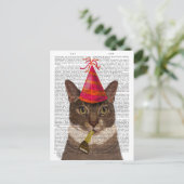 Tortoiseshell Chat mit Party Hat Postkarte (Stehend Vorderseite)
