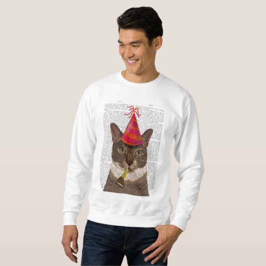 Tortoiseshell Chat mit Party Hat Sweatshirt (Vorne ganz)