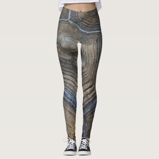 Tortoiseshell Grau und Braun Edgy Natural Pattern Leggings (Vorderseite)