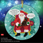 Tortoiseshell Katze Besuchen Santa mit Unglaublich Keramik Ornament