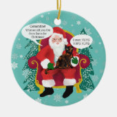 Tortoiseshell Katze Besuchen Santa mit Unglaublich Keramik Ornament (Vorne)