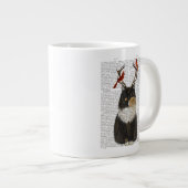 Tortoiseshell Katze mit Antlern und Roten Vögeln Jumbo-Tasse (Vorderseite Rechts)