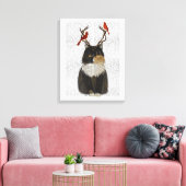 Tortoiseshell Katze mit Antlern und Roten Vögeln Leinwanddruck (Insitu (Wohnzimmer))