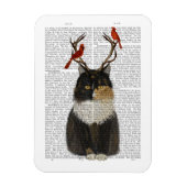 Tortoiseshell Katze mit Antlern und Roten Vögeln Magnet (Vertikal)