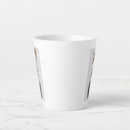 Tortoiseshell Katze mit Antlern und Roten Vögeln Milchtasse (Vorderseite)