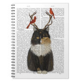 Tortoiseshell Katze mit Antlern und Roten Vögeln Notizblock (Vorderseite)