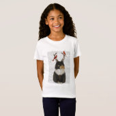 Tortoiseshell Katze mit Antlern und Roten Vögeln T-Shirt (Vorne ganz)