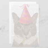Tortoiseshell Katze mit Party Hat Briefpapier (Vorne/Hinten)