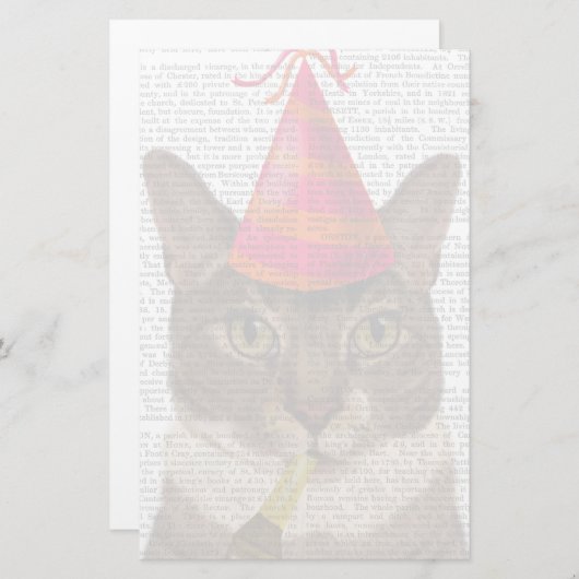 Tortoiseshell Katze mit Party Hat Briefpapier (Vorne/Hinten)
