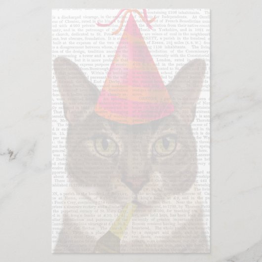 Tortoiseshell Katze mit Party Hat Briefpapier (Vorderseite)