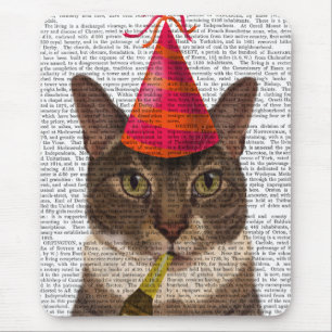 Tortoiseshell Katze mit Party Hat Mousepad