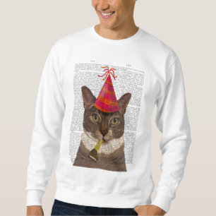 Tortoiseshell Katze mit Party Hat Sweatshirt