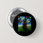 Tortoiseshell Tortie Starry Night Kitty Cat Art vo Button (Vorne & Hinten)
