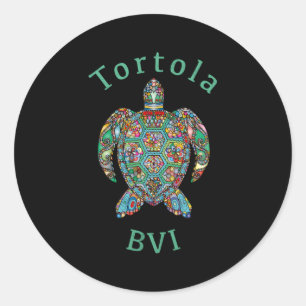 Tortola British Jungfrau Islands Tribal Turtle Runder Aufkleber