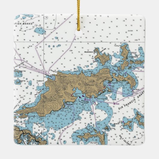 Tortola BVI Chart Keramikornament (Rückseite)