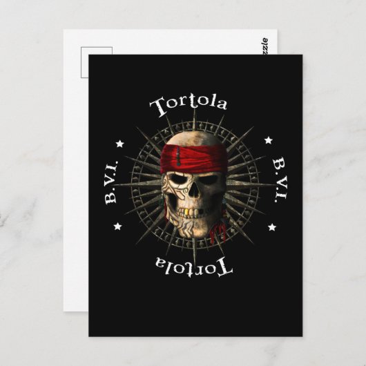Tortola BVI Pirate Skull Postkarte (Vorne/Hinten)
