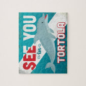 Tortola Dolphin - Retro Vintage Reise Puzzle (Vertikal)