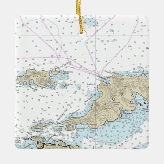 Tortola Nautic Chart Keramikornament (Vorderseite)