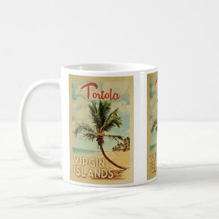 Tortola Palm Tree Vintage Reise Kaffeetasse