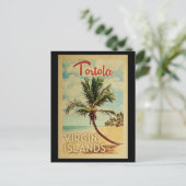 Tortola Palm Tree Vintage Reise Postkarte (Stehend Vorderseite)