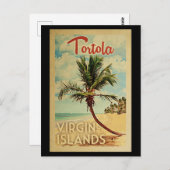 Tortola Palm Tree Vintage Reise Postkarte (Vorne/Hinten)