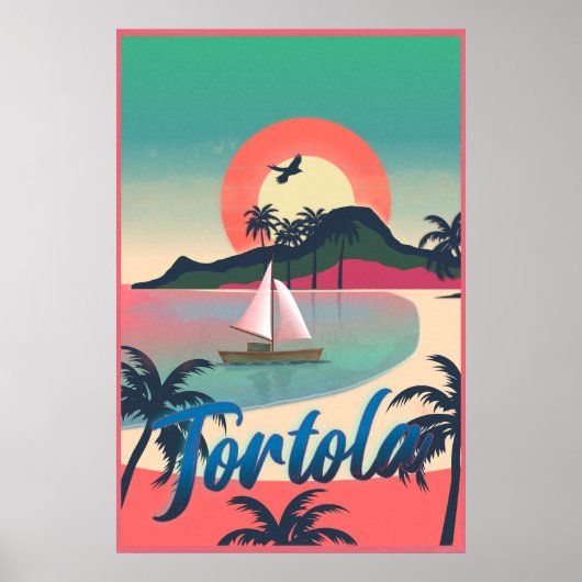 Tortola Retro Coastal Art - Vibranno Island Sunset Poster (Vorne)