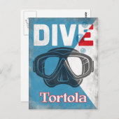 Tortola Vintag Scuba Diving Mask Postkarte (Vorne/Hinten)