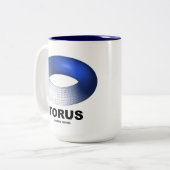 Torus (blaue Toroid-Topologie) Zweifarbige Tasse (Vorderseite Links)