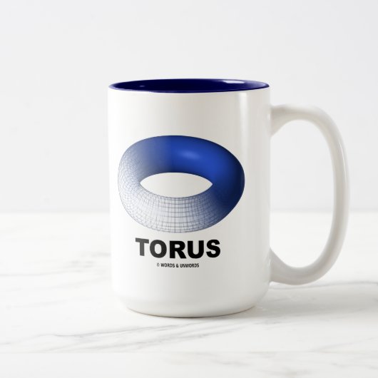 Torus (blaue Toroid-Topologie) Zweifarbige Tasse (Rechts)