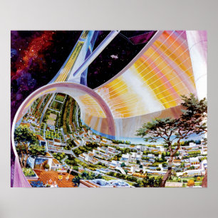 Torus Raumstation Habitat Colony Artist Concept Poster