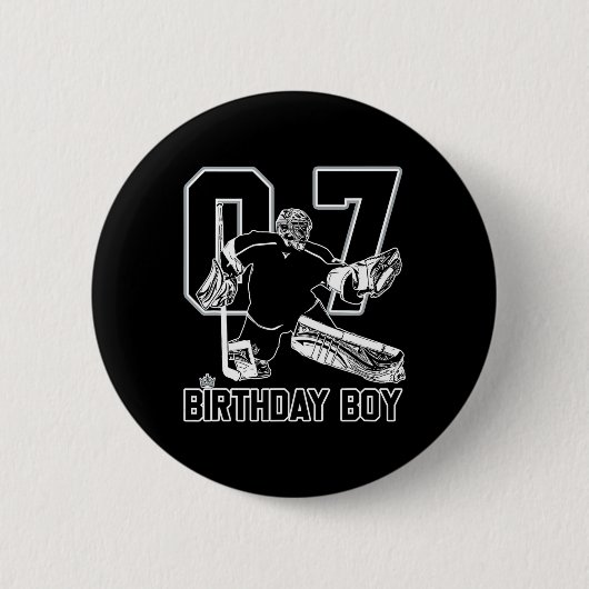Torwart Nr. 7 Eishockey Alles Gute zum 7. Geburtst Button (Vorderseite)