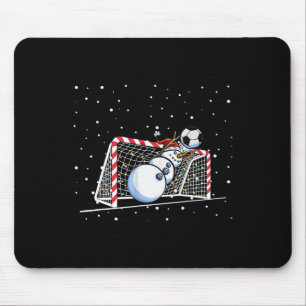 Torwart Schneemann Weihnachten Fußballspieler Männ Mousepad
