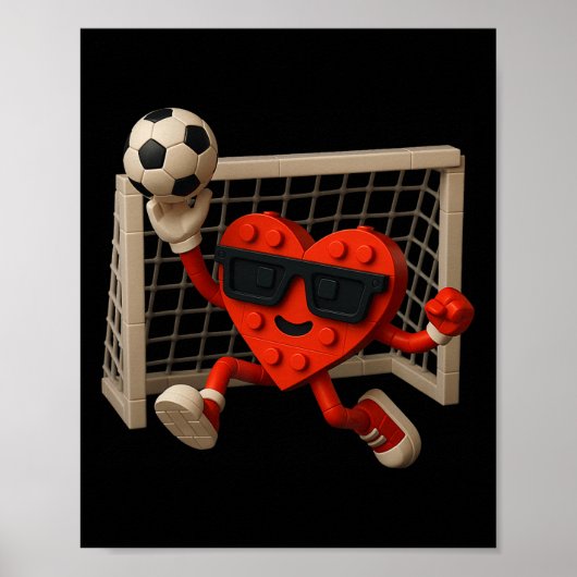 Torwart Valentinstag Fußball Herzbaustein Poster (Vorne)