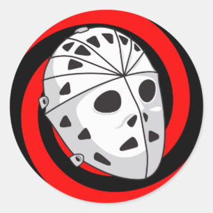 Torwartmaske Hockey rot schwarz Runder Aufkleber