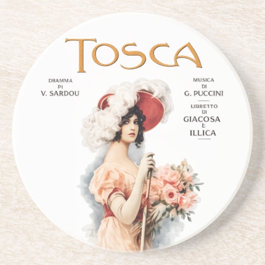 Tosca-Oper Vintage - Puccini-Oper Poster Design Getränkeuntersetzer (Vorne)