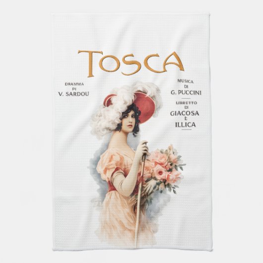 Tosca-Oper Vintage - Puccini-Operposter-Design Geschirrtuch (Vertikal)