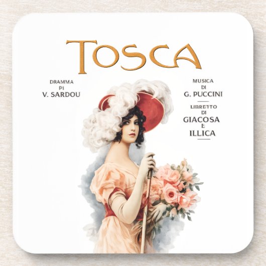 Tosca Opera Vintage - Puccini Opera Poster Design Getränkeuntersetzer (Vorderseite)