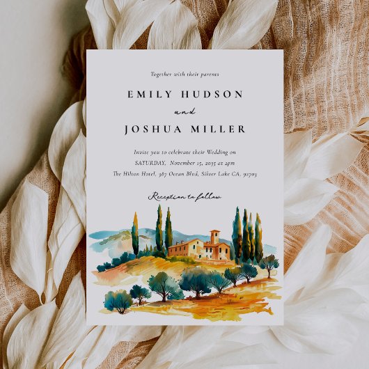 Toscana Landschaft Italienische Hochzeit Einladung