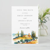 Toscana Landschaft Italienische Hochzeit Save The Date (Stehend Vorderseite)