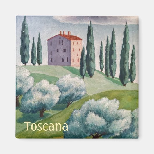 Toscana Magnet/Haus auf dem Hügel/Sonniges Italien Magnet (Vorne)